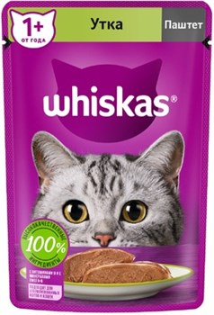 Влажный корм для кошек Whiskas паштет с уткой 75г - фото 15206