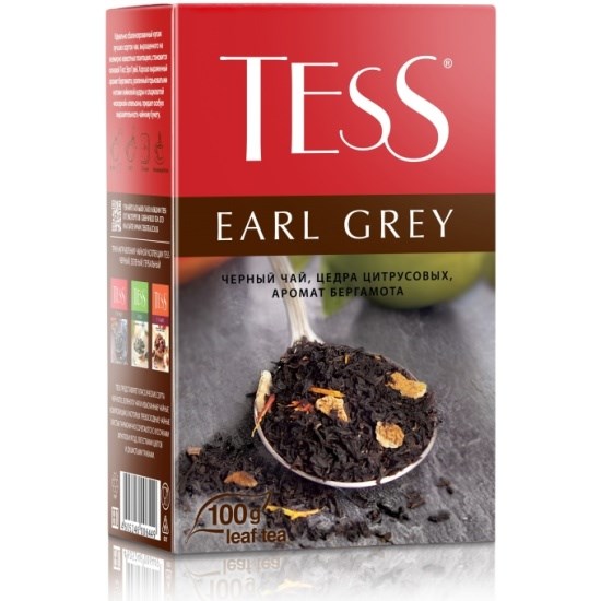 Чай TESS Earl Grey черный листовой цедра цитрусовых аромат бергамота 100г - фото 17435